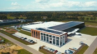 Overview Van Raam bicycle factory with solar panels
