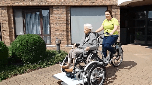 veloplus wheelchair bicycle at care center in belgium