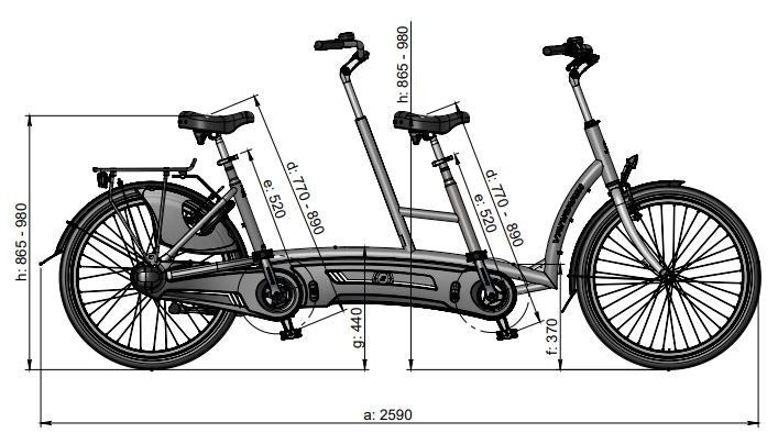 how long is a Van Raam tandem bike