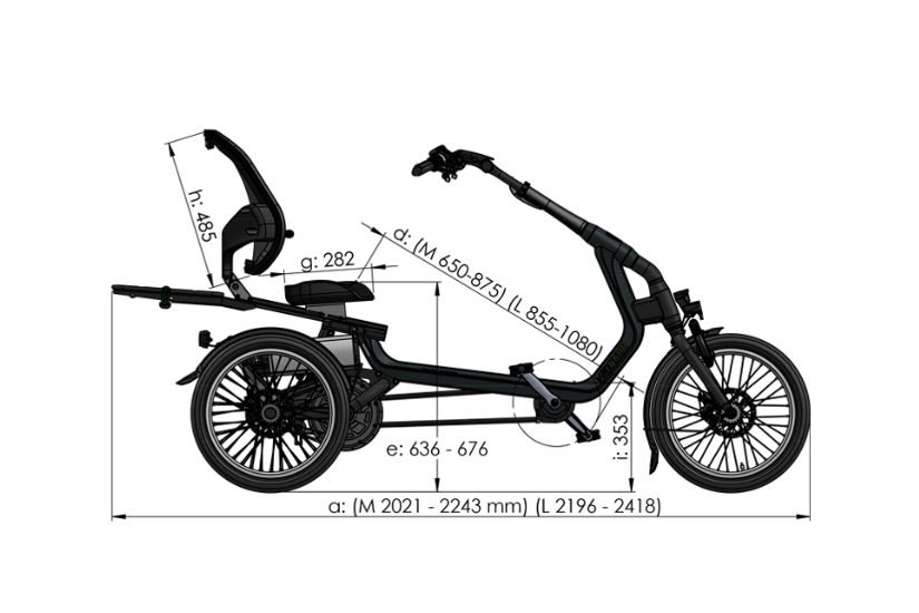 measurements van raam easy rider side