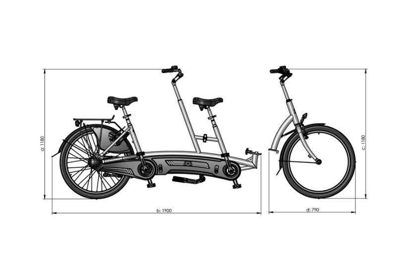 Measurements Van Raam Twinny side detachable frame