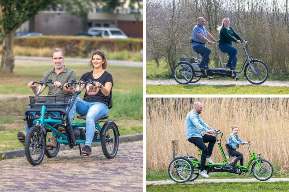 Three tricycle tandems by Van Raam in comparison