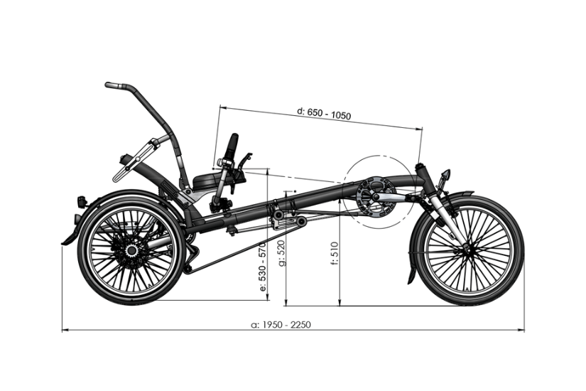 Measurements Van Raam Easy Sport side