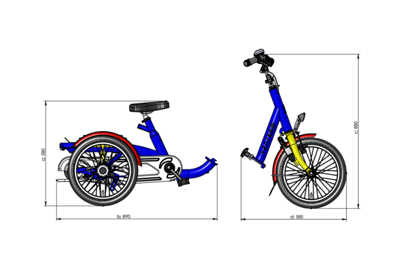 Measurements Van Raam Mini side divisible frame