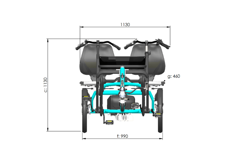 Measurements Van Raam FunTrain front