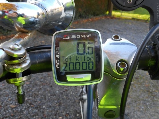 Kilometerteller 20000 km op de Easy Rider driewielfiets