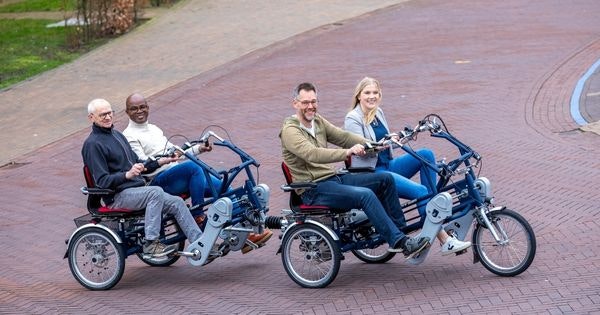 renting van raam special needs bikes in belgium funtrain duo bike trailer