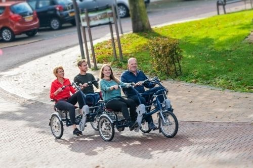 Van Raam side-by-side tandem trike trailer FunTrain