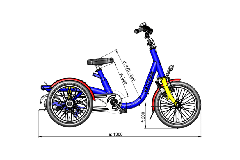 Maatvoering Van Raam Mini zijkant