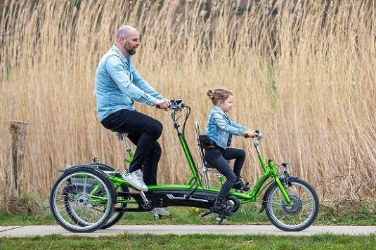 Kivo Plus tandem tricycle for adults with a child Van Raam