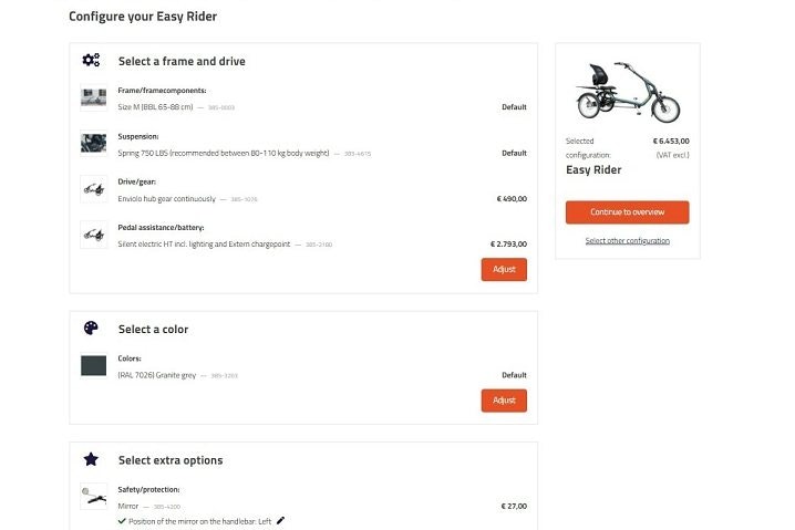 Configure your own Van Raam bike with the online configurator