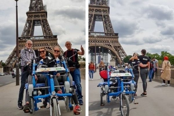 tour fietsmaatjes paris romy and whitney on the fun2go duo bike van raam