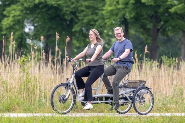 Cycling together on a Van Raam Twinny plus tandem