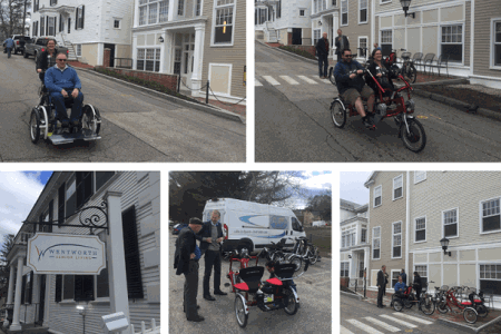 testing van raam adapted bikes at senior living