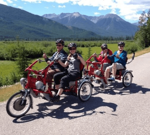 funtrain duo fahrrad mit anhhaenger in amerika