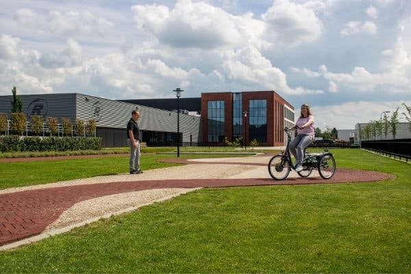 trying a tricycle yourself during test ride at van raam