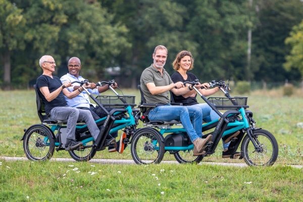 Van Raam FunTrain duo bike trailer as bicycle taxi for the elderly