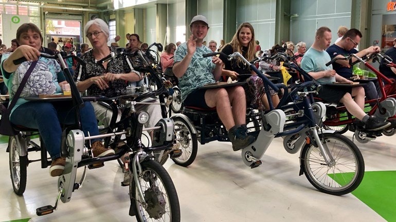 drive in cinema for buddy bikes with van raam adapted bikes