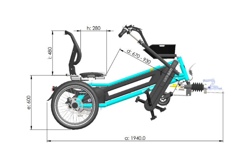 Measurements Van Raam FunTrain side