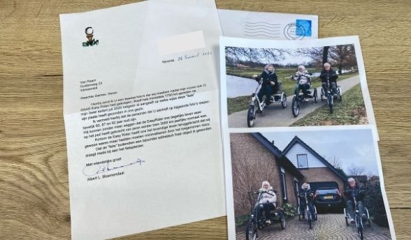 Brief ontvangen van Albert Bloemendaal klantervaring Easy Rider elektrische driewieler