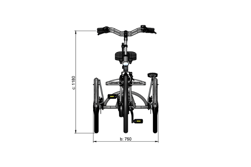 Measurements Van Raam Twinny Plus front