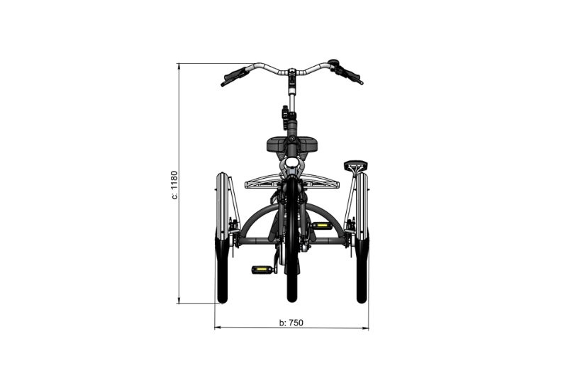 Measurements Van Raam Maxi Comfort front