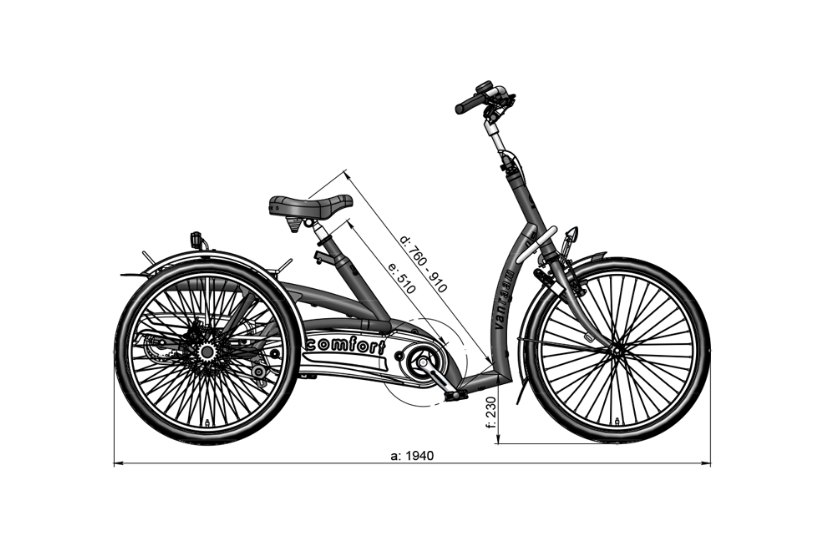 Measurements Van Raam Maxi Comfort side