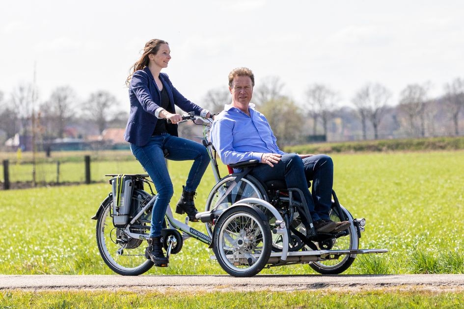 The VeloPlus wheelchair transport bike with unique riding characteristics