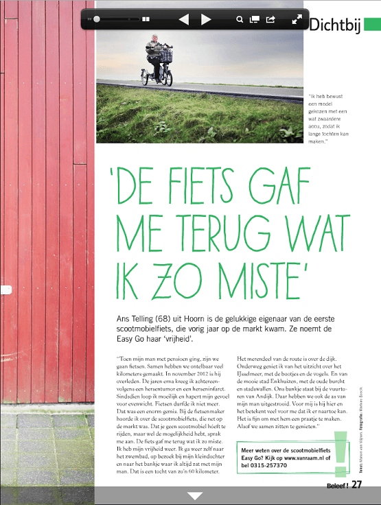 De Zonnebloem tijdschrift Beleef Easy Go scootmobielfiets