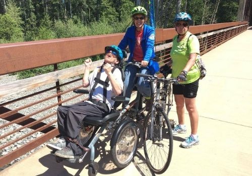 Sequim wheelers with Van Raam OPair wheelchair bike