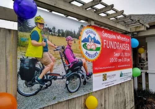 Sequim Wheelers fietsen met OPair rolstoelfiets