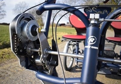 option van raam side by side tandem combination of gear hub and disengagement hub fun2go