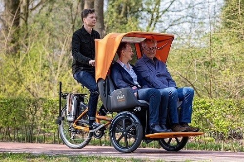 Rickshaw Chat transport bike cockpit Van Raam