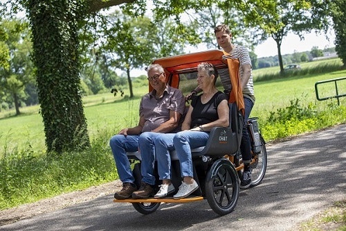 Rickshaw Chat transport bike test ride Van Raam