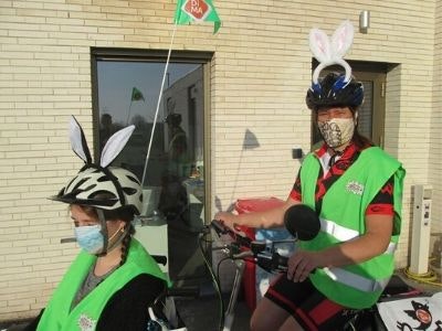 staff day care center for adults goes to visitors by wheelchair bike