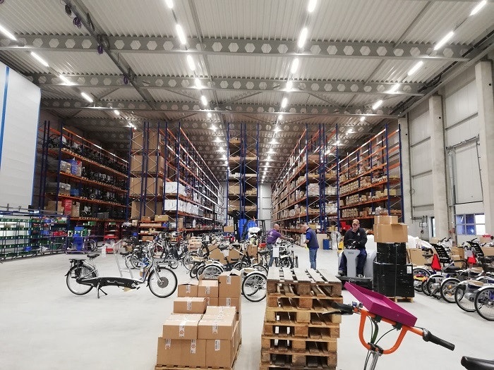 Warehouse new premises Van Raam factory of special needs bikes