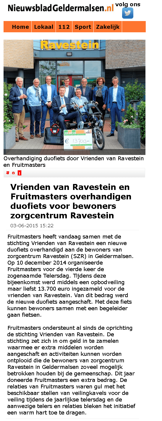 Duofiets voor bewoners zorgcentrum