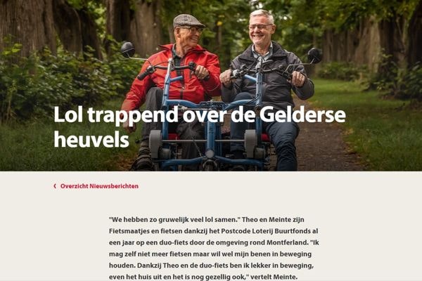 Cycling on a duo bike by Van Raam thanks to Postcode Loterij Buurtfonds