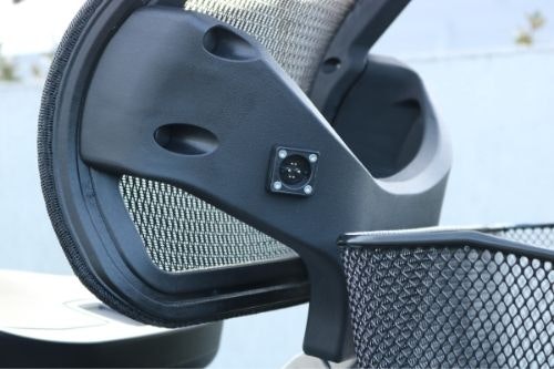 External charging port in backrest Van Raam Easy Rider tricycle