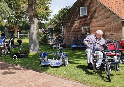 rental of van raam adapted bicycles at de bever funtrain duo bike trailer