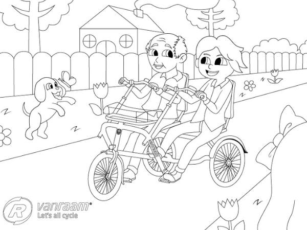 Colouring pages with Van Raam special needs bikes