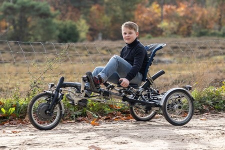 Easy Sport Small ligdriewielfiets voor kinderen kleine volwassenen Van Raam Easy Rider familie