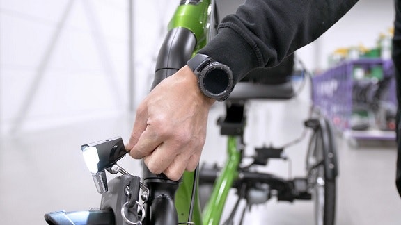 Inspection of the lightning of a Van Raam bicycle