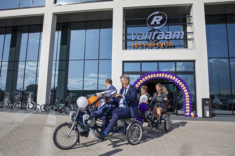 festive opening of new bicycle factory van raam funtrain duo bike