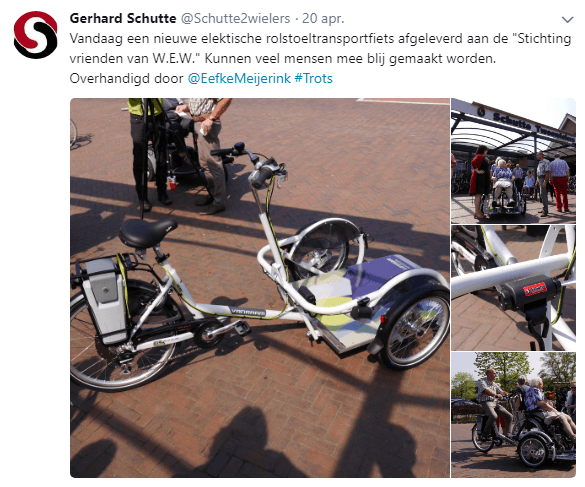 Dealer levert rolstoeltransportfiets aan stichting