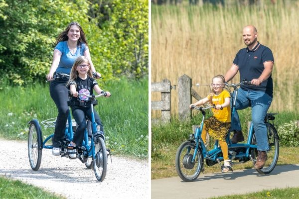 Een therapeutische tandem van Van Raam met twee en drie wielen