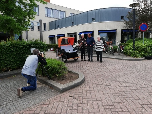 Rickshaw cargo bike Chat photo shoot Van Raam at Azora Debbeshoek