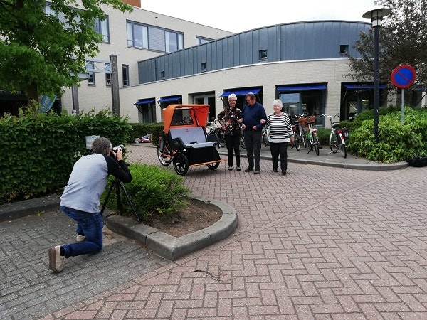 Rikscha Cargo Bike Chat Fotoshooting Van Raam bei Azora Debbeshoek