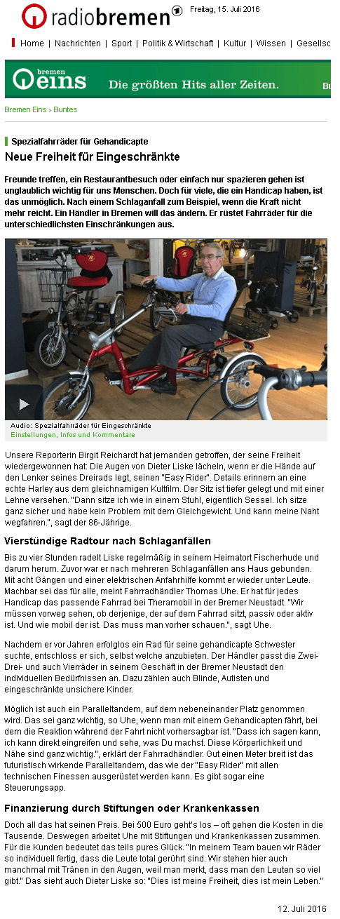 Spezialfahrräder für gehandicapte Spezialfahrräder für gehandicapte