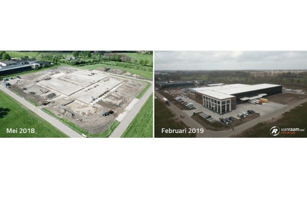 nieuwbouw van raam in mei 2018 en februari 2019